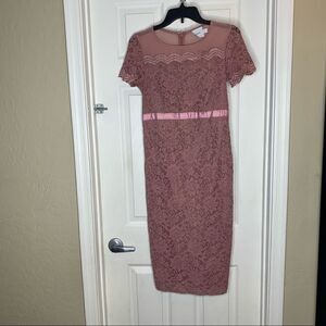 ASOS Maternity Bodycon Dress In Lace With Chiffon Mauve Color Size 2